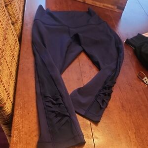 Blue Lululemon Leggings with Ruffle Detail